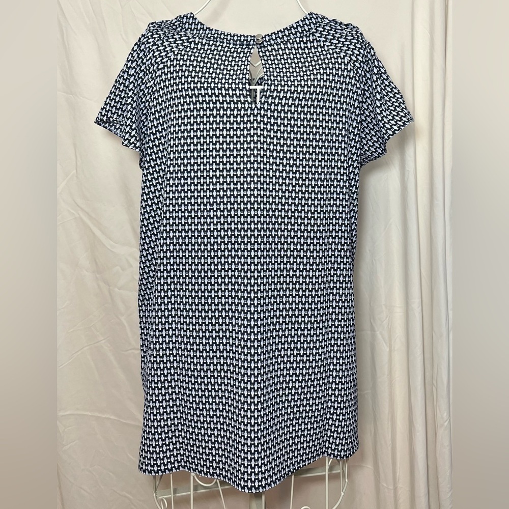 Catherine Malandrino Top Blue/White/Black Short Sleeve Size M Like New! - Picture 3 of 6